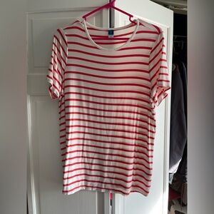Old Navy Red and White Striped Short Sleeve Tee